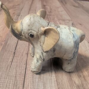 Marble Elephant Figurine - Cream and Gray